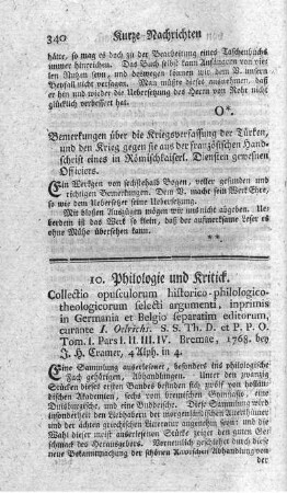 10. Philologie und Kritick.