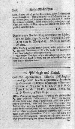 10. Philologie und Kritick.