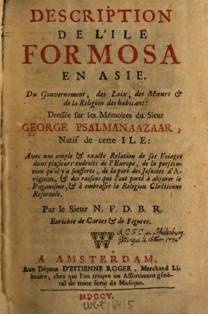 Description de l'isle Formosa en Asie