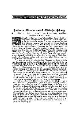 Individualismus und Selbstbeherrschung : Betrachtungen über ein modernes Erziehungsproblem