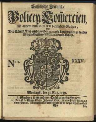 Nro. XXXV, Montags, den 31. Aug. 1739