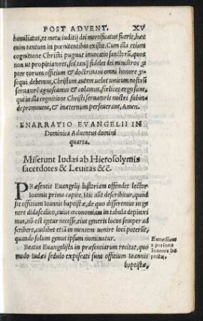 Enarratio Evangelii In Dominica Adventus domini quarta.