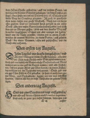 Den ersten tag Augusti. - Den ein und dreissigsten tag Augusti.
