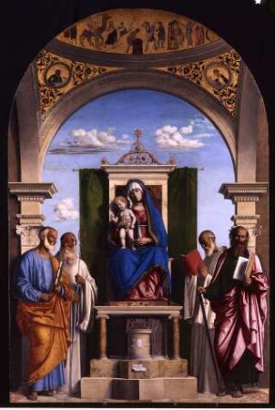 Thronende Maria mit Kind und den Heiligen Petrus, Romuald, Benedikt und Paulus