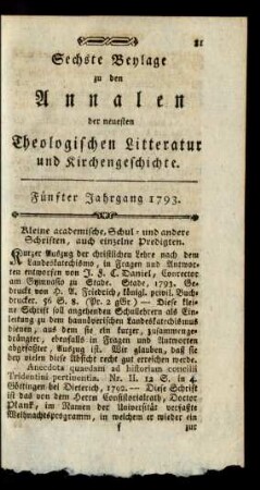 Sechste Beylage
