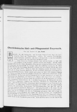 Oberfränkische Heil- und Pflegeanstalt Bayreuth.