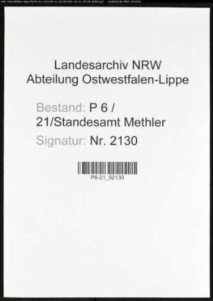Namensverzeichnis Methler, Sterbefälle