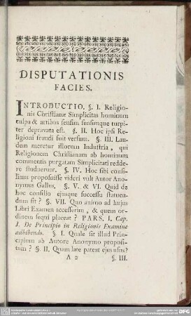 Disputationis Facies