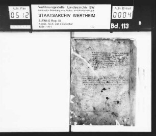 Lehenbuch der Grafschaft Wertheim (L 1)