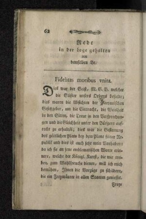 Rede in der Loge gehalten von demselben Br.