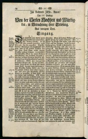 24-37, Die III. Predigt, Von der Seelen Hochheit und Würdigkeit, in Betrachtung ihrer Erlösung.