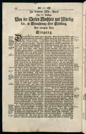 24-37, Die III. Predigt, Von der Seelen Hochheit und Würdigkeit, in Betrachtung ihrer Erlösung.