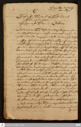 Brief von Joachim Justus Breithaupt und August Hermann Francke an Veit Ludwig v. Seckendorff, Franz Julius Lütkens, Carl v. Dieskau und Heinrich v. Platen.