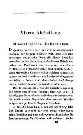 IV. Abtheil. Mineralogische Exkursionen