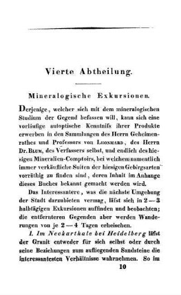 IV. Abtheil. Mineralogische Exkursionen