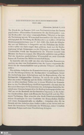Die Historische Reichskommission Von 1928