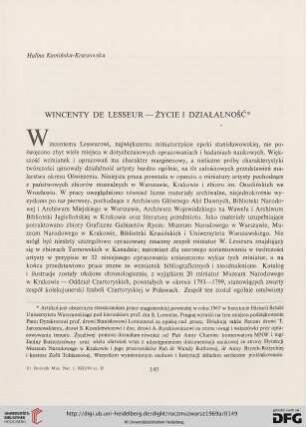 13: Wincenty de Lesseur : życie i działalność