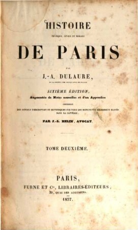 Histoire physique, civile et morale de Paris, 2