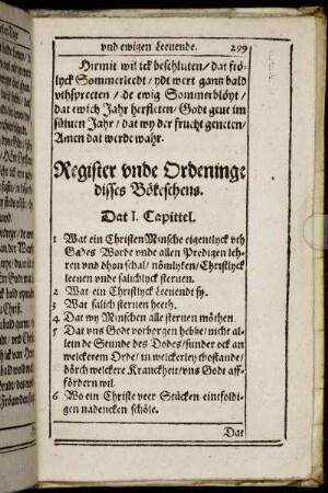 Register unde Ordeninge disses Bökeschens.