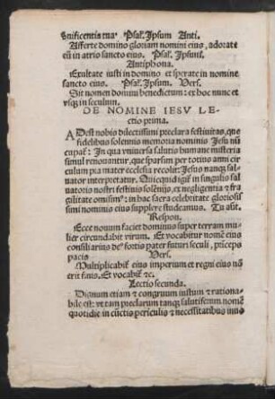 De Nomine Iesu Lectio prima.