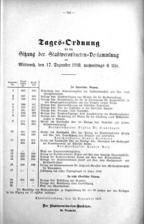 Tages-Ordnung No. 21. (286-304), 17. Dezember 1919