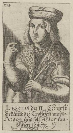 Bildnis des legendären Lescus II., Herrscher der Polen