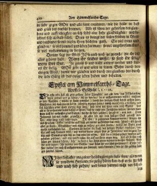 Epistel am Himmelfarths-Tage. - Epistel am Fest der heiligen Dreyeinigkeit.