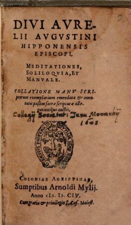 Meditationes, soliloquia, manuale