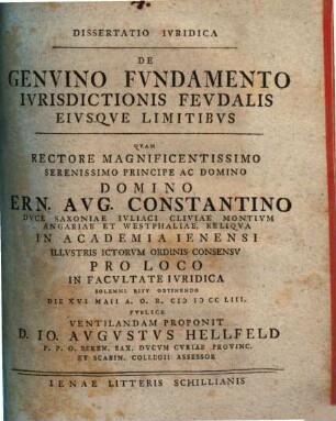 De genuino fundamento iurisdictionis feudalis eiusque limitibus