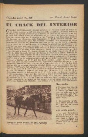 El crack del interior : Cosas del turf