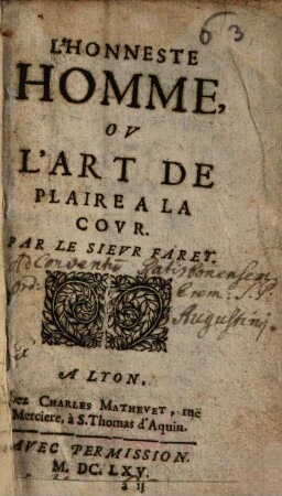 L' Honneste Homme, Ou L'Art De Plaire A La Cour
