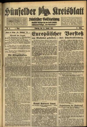 Erste Ausgabe vom Samstag, den 16. Januar 1932.