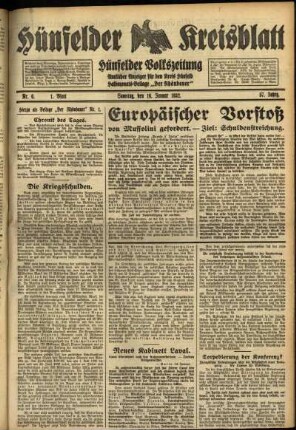 Erste Ausgabe vom Samstag, den 16. Januar 1932.