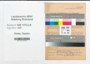 Entnazifizierung Gustav Gerke , geb. 25.08.1889 (Oberpostdirektor)