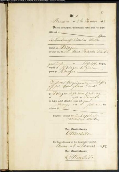 Sterberegister Standesamt Bremen