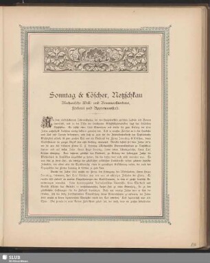 Sonntag & Löscher, Netzschau Mechanische Woll- und Baumwollweberei, Färberei und Appreturanstalt