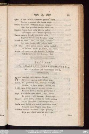 In Obitum Io. Anastasii Freylinghausen, Viri de Ciuitate Dei immortaliter meriti, MDCCXXXIX.
