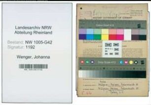 Entnazifizierung Johanna Wenger , geb. 19.10.1899 ()