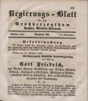Nr. 20 : 21. November 1840