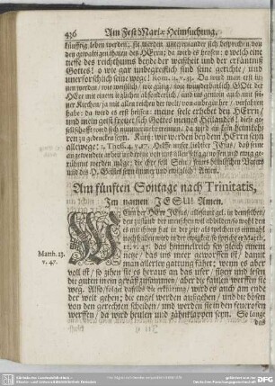 Am fünften Sontage nach Trinitatis