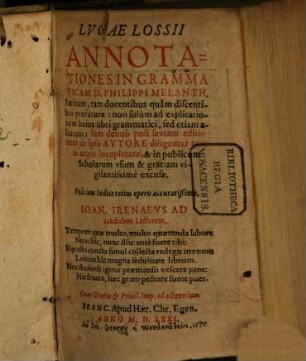 Annotationes in Grammaticen D. Phil. Melanthonis latinam