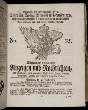 No. 35. Montags, den 30ten Augusti, 1756.