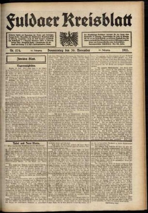 Zweite Ausgabe vom Donnerstag, den 30. November 1911.