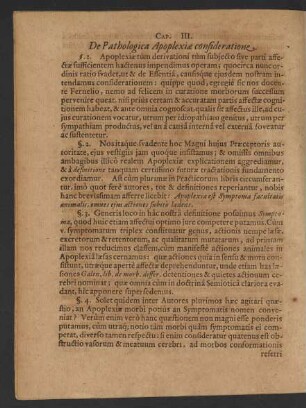Cap. III. De Pathologica Apoplexiae consideratione.