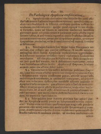 Cap. III. De Pathologica Apoplexiae consideratione.