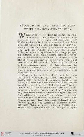 Süddeutsche und ausserdeutsche Möbel und Holzschnitzereien