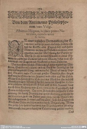 Von dem Antimonio Philosophorum/ non Vulgi.