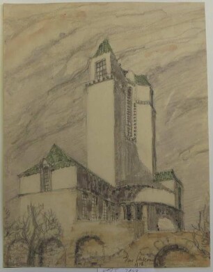 [Kirche mit monumentalem Turm]