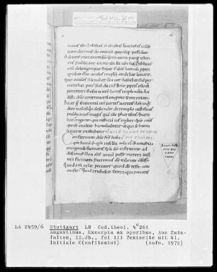 Augustinus, Excerpta ex operibus — Initiale C(onfitemini), Folio 111recto