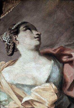 Judith mit dem Haupt des Holofernes, mit Inschrift: In der Schlucht der Syll wird der Riese mit dem Schwert hingestreckt